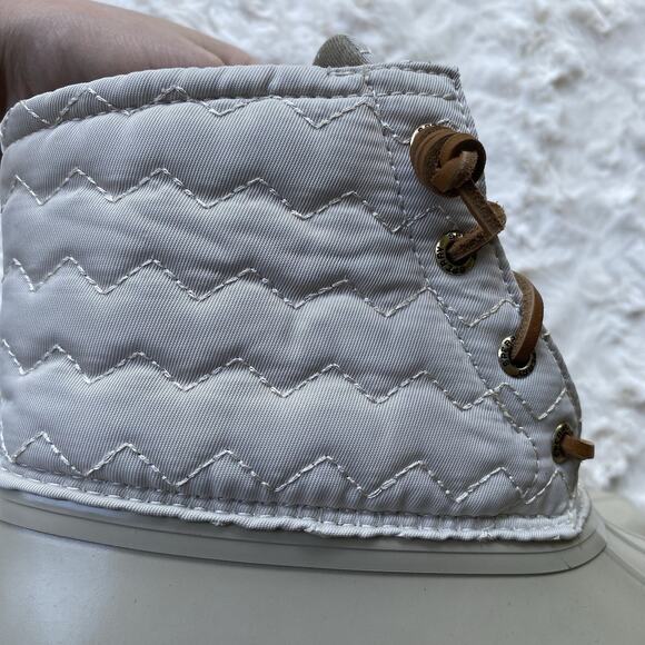 Sperry Womens Saltwater Duck Boot Size 7.5 Ivory Chevron Quilted Rain Snow Boots - Picture 7 of 15